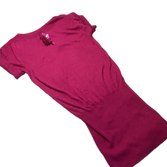 Small Raspberry Rebecca Taylor Open Back Dress Cashmere Silk - Picture 3 of 12